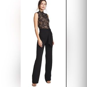 MISHA COLLECTION Black Lace Bodice Wide-Leg Jumpsuit